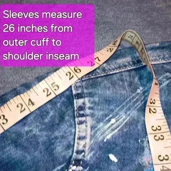 Women's Juniors XL GS 115 Acid Wash Distressed Patchwork Button Down Jean Jacket - Picture 15 of 16